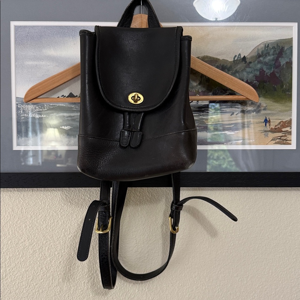 Coach Vintage Black Leather Backpack